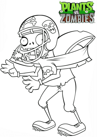 Plants vs zombies football zombie coloring page free printable coloring pages