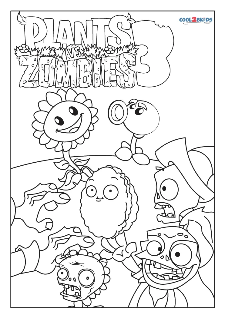 Free printable plants vs zombies coloring pages for kids