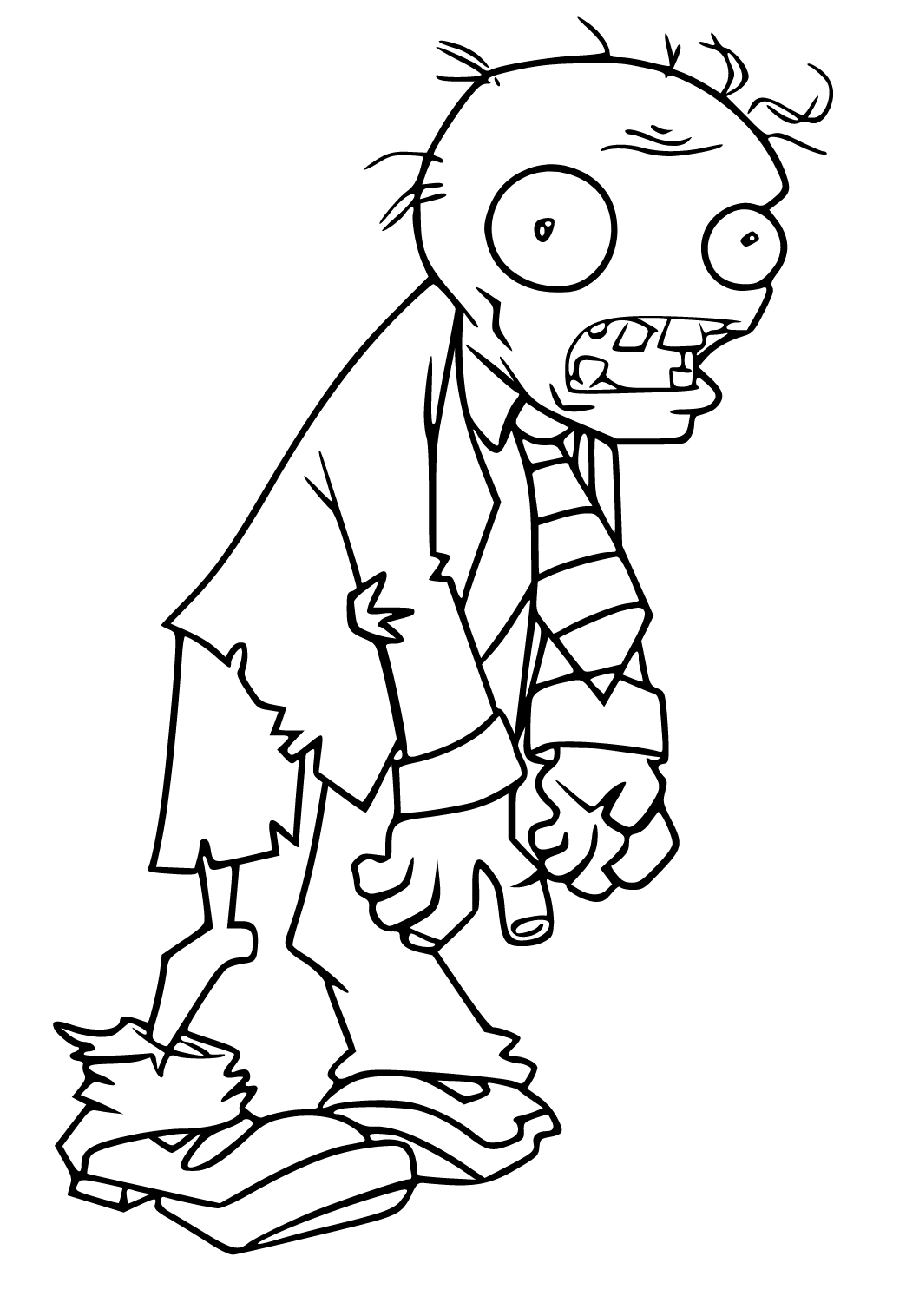 Free printable plants vs zombies tie coloring page for adults and kids