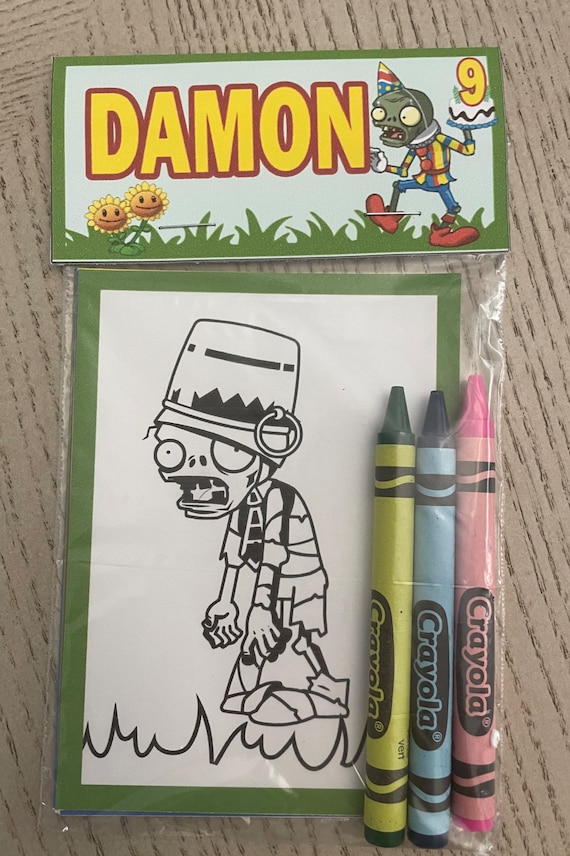 Plants vs zombies party favor coloring kit personalized coloring pages and crayons custom party gift plants vs zombies party ideas