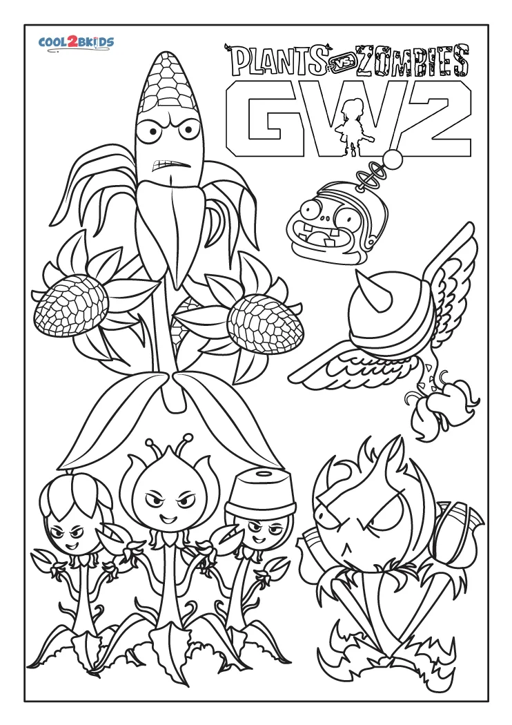 Free printable plants vs zombies garden warfare coloring pages for kids