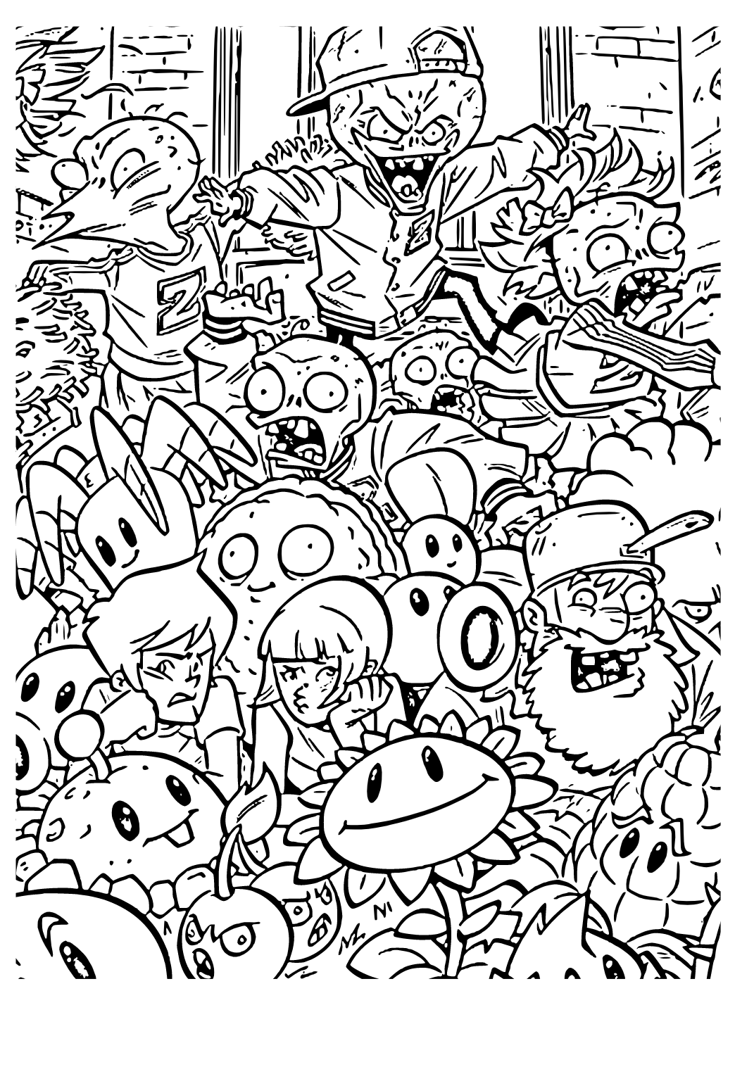 Free printable plants vs zombies characters coloring page sheet and picture for adults and kids girls and boys