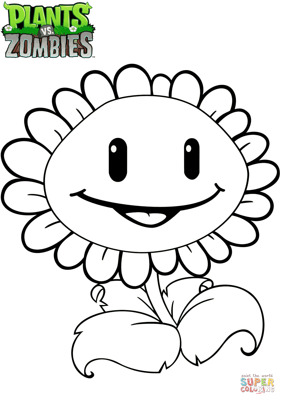 Plants vs zombies sunflower coloring page free printable coloring pages
