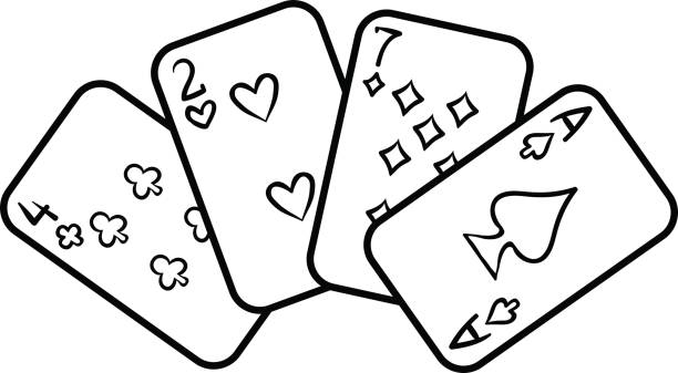 Coloring book playing cards stock illustration