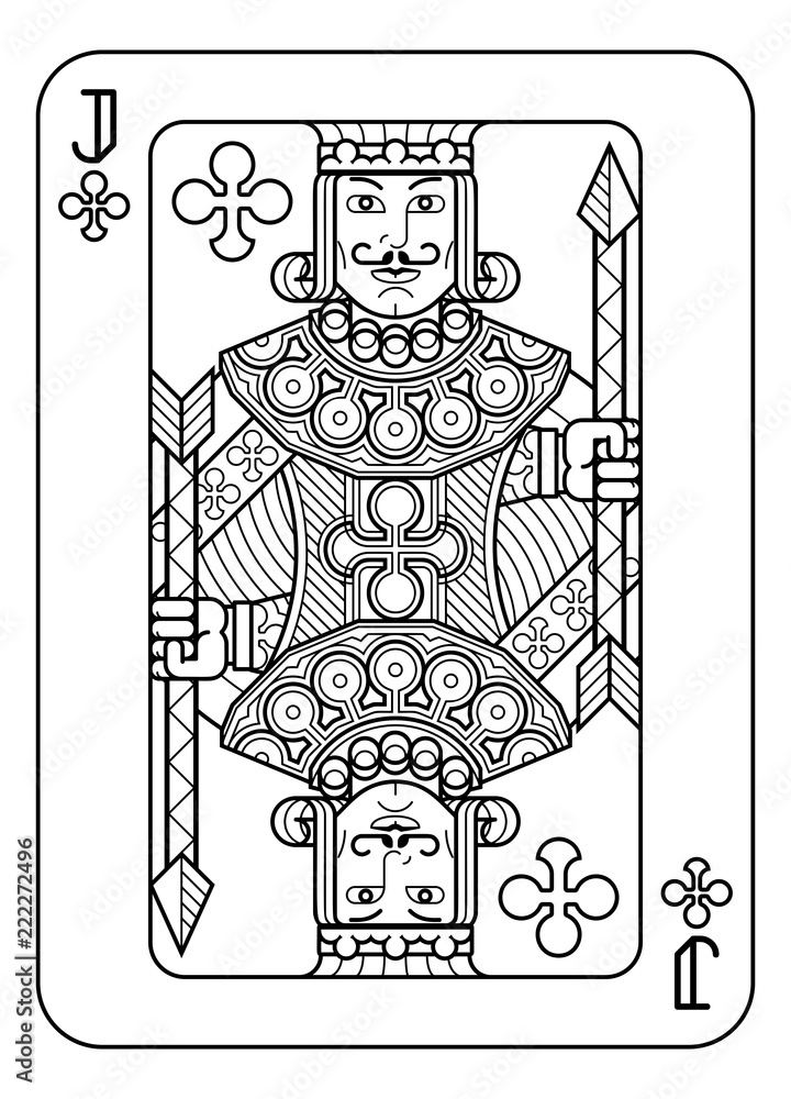 A playing card jack of clubs in black and white from a new modern original plete full deck design standard poker size vector