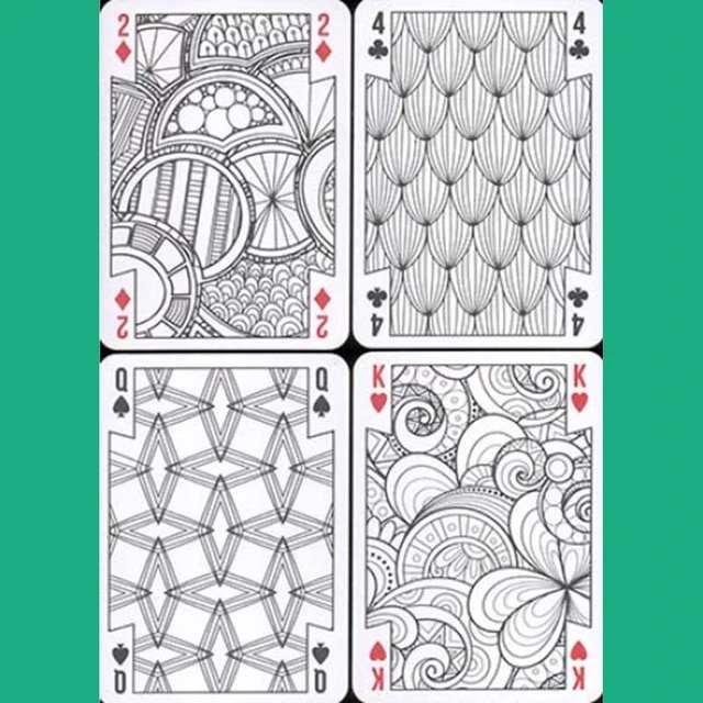 Cartamundi poker deck cards patterns mandalas coloring painting personalize kids adults family game table play