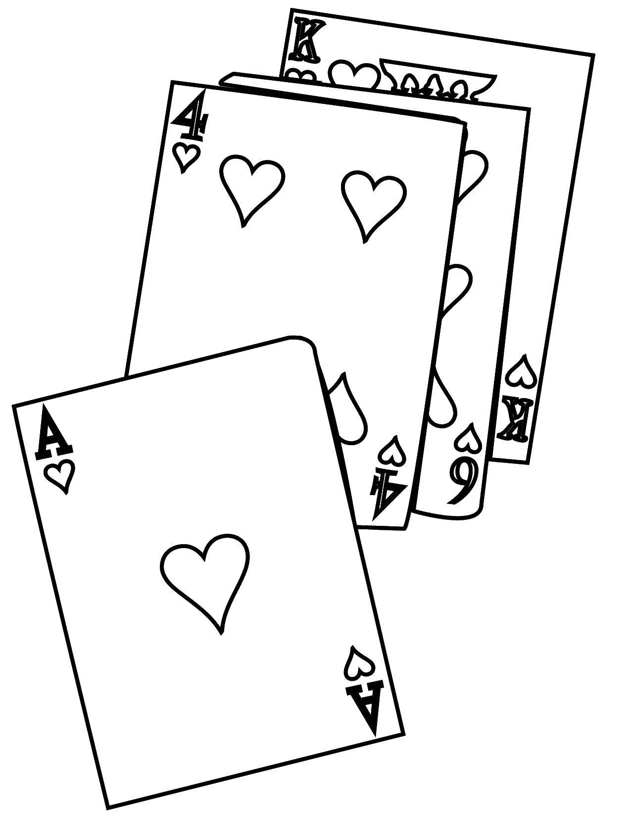 Online coloring pages coloring page playing cards game download print coloring page