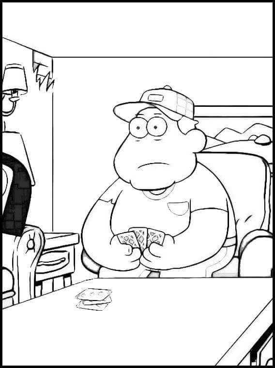 Billy green playing cards coloring page