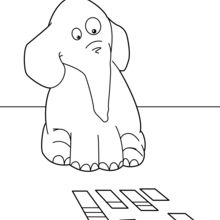 Elephant playing cards coloring pages