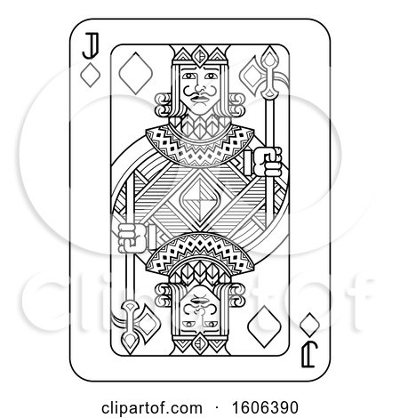 Clipart of a black and white jack of diamonds playing card
