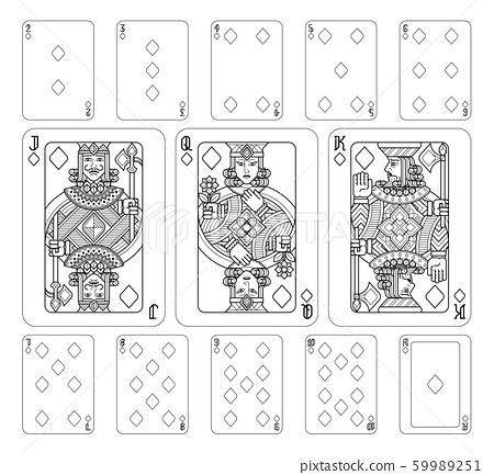 Playing cards diamonds black and white