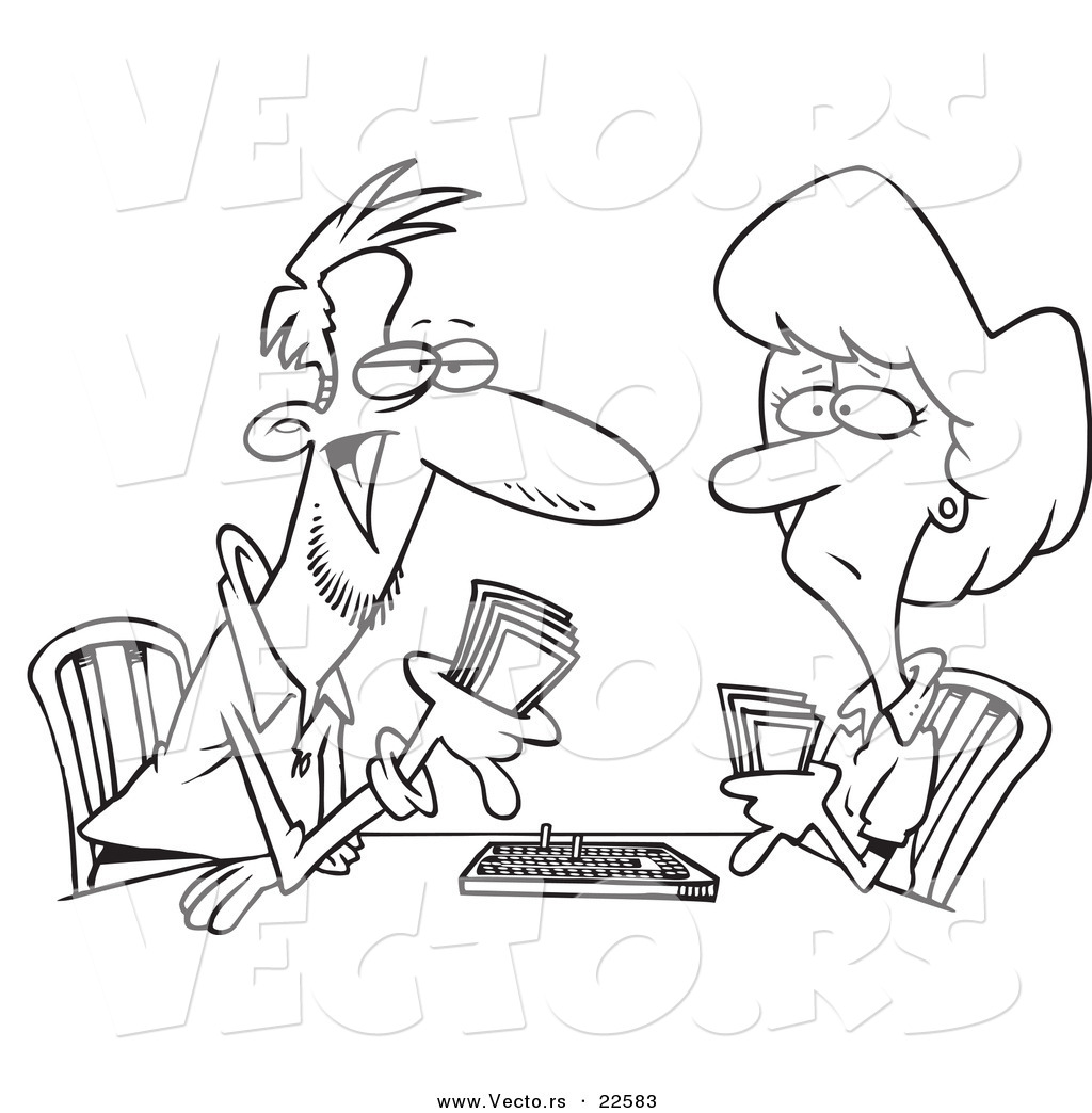 R of a cartoon couple playing cribbage