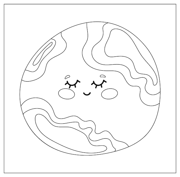 Premium vector coloring page outline of a cartoon earth space and astronomy coloring book for kids