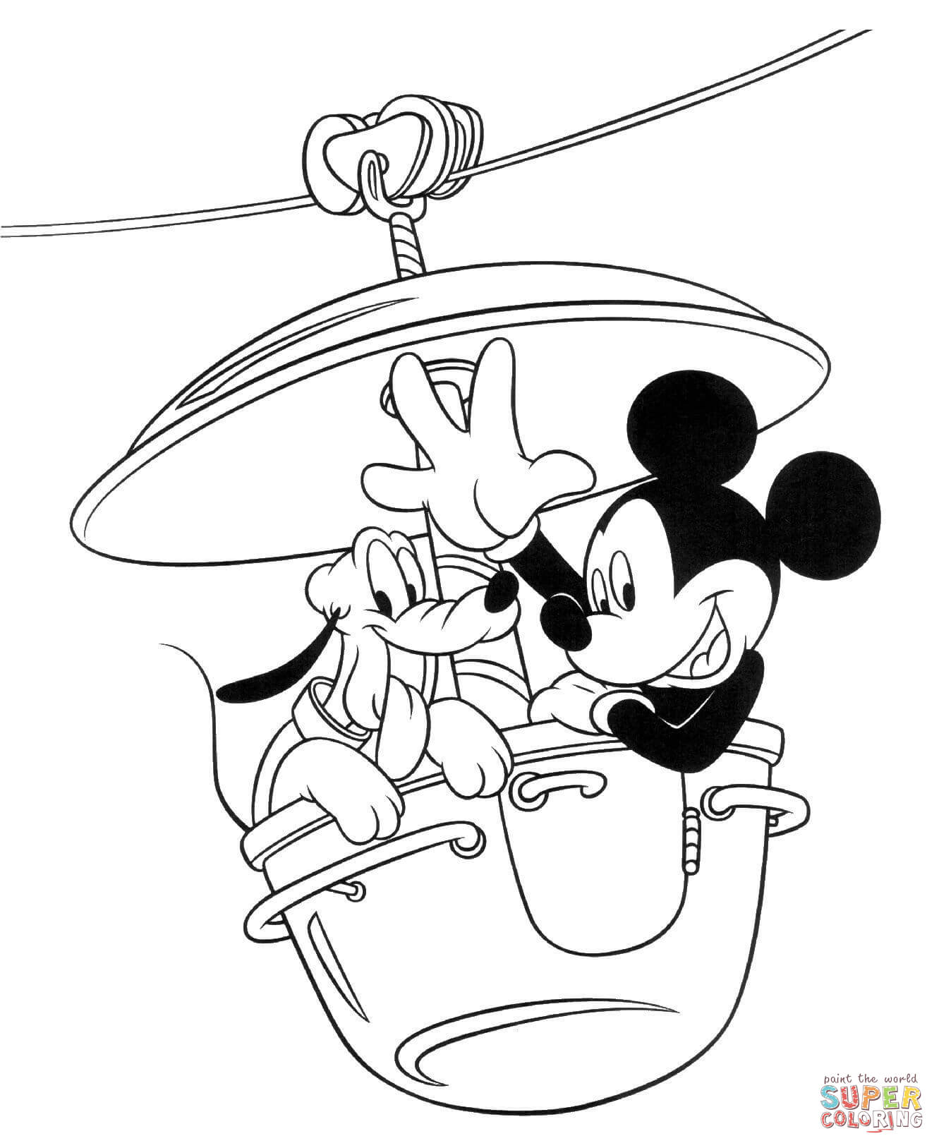Mickey with pluto coloring page free printable coloring pages