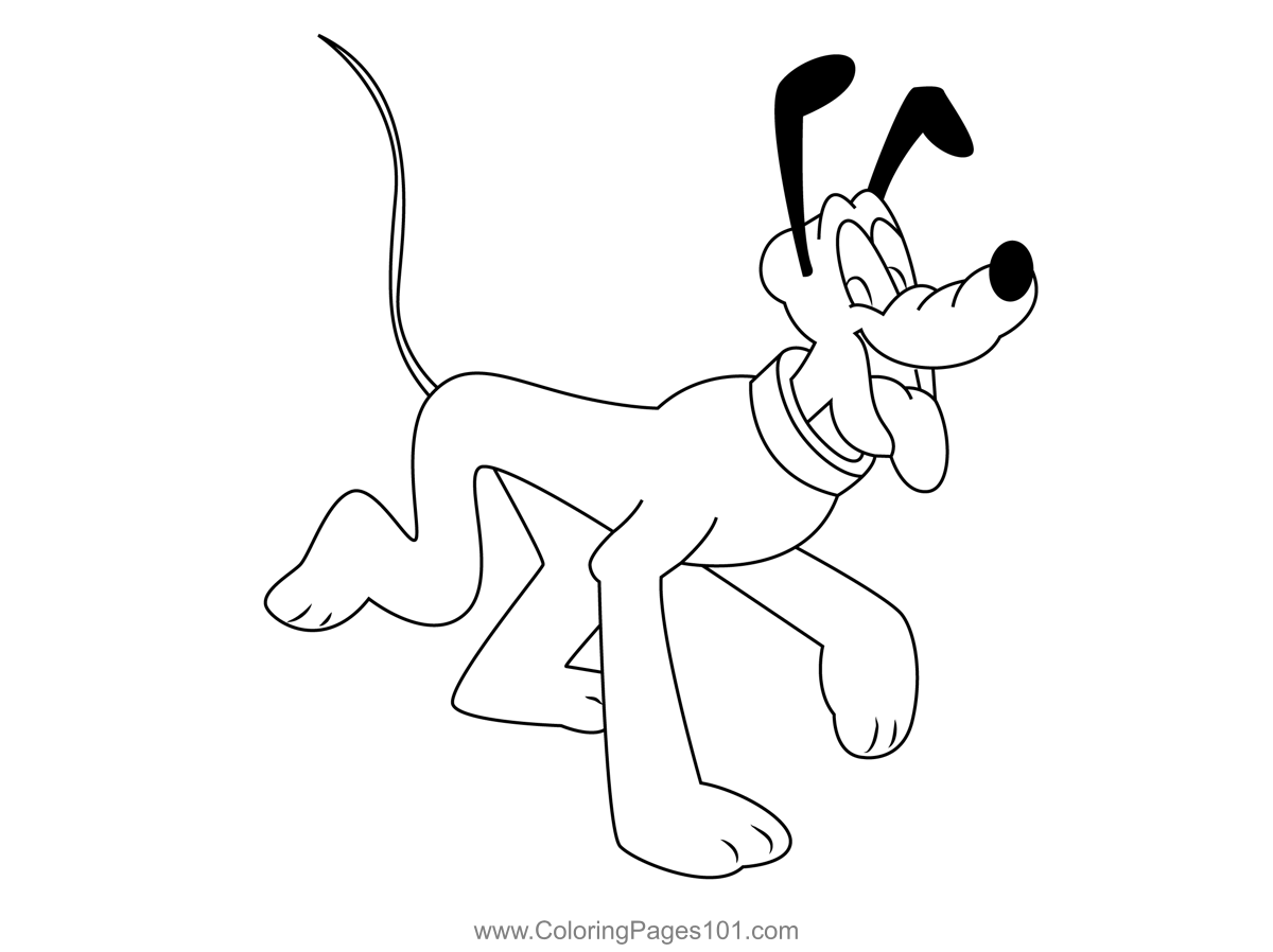 Joyful pluto coloring page for kids