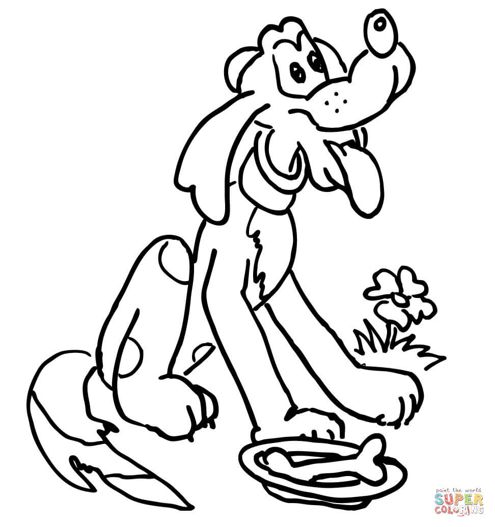Pluto with a bone coloring page free printable coloring pages