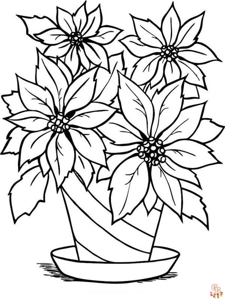 Get festive with poinsettia coloring pages