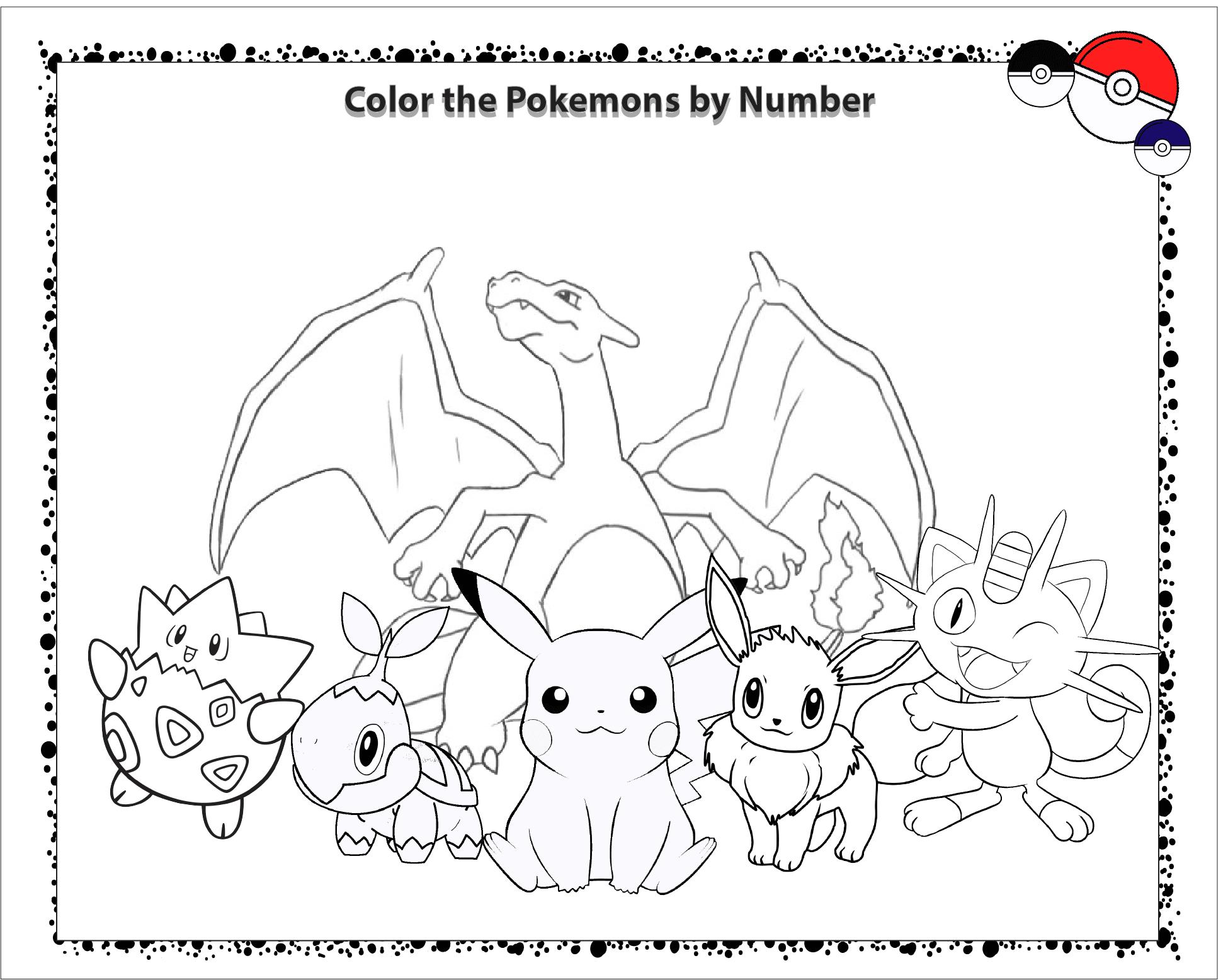 Exciting pokemon color by number coloring pages free printable