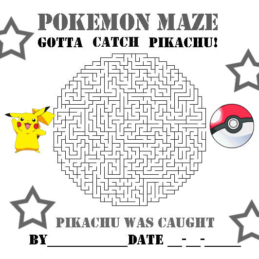 Pokemon coloring pages pikachu and pokeball maze