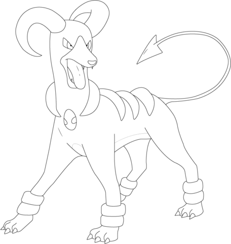 Houndoom pokemon coloring page free printable coloring pages