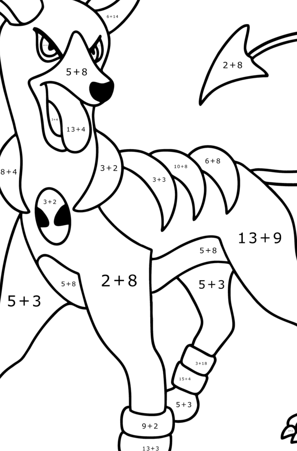 Colouring page pokãmon x and y houndoom â online and print for free