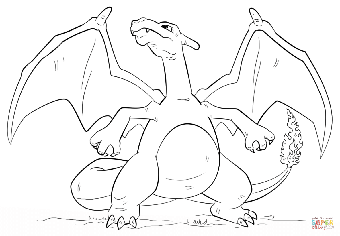 Charizard pokemon coloring page free printable coloring pages