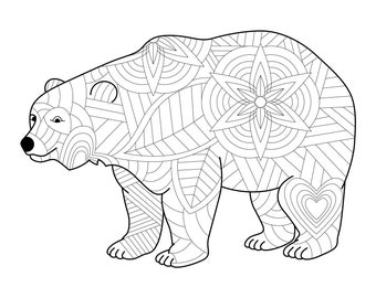 Polar bear coloring page zen coloring digital download coloring page instant download printable pdf