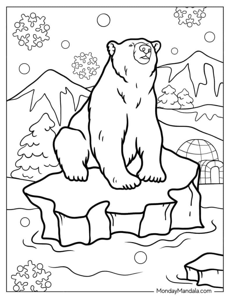 Polar bear coloring pages free pdf printables