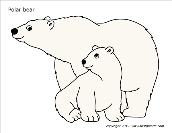 Polar bear free printable templates coloring pages