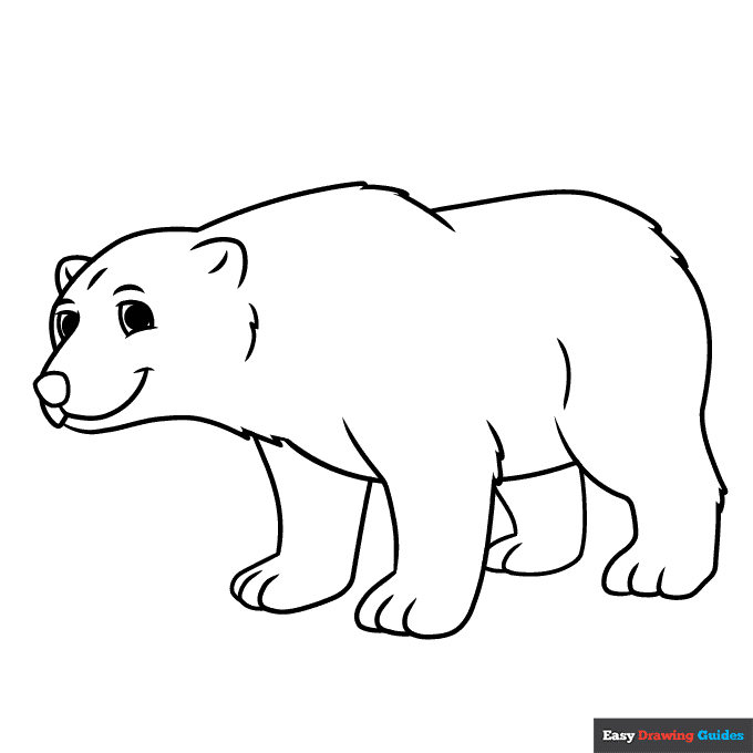 Cartoon polar bear coloring page easy drawing guides