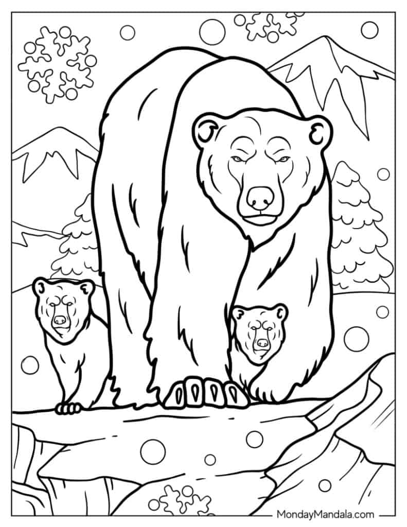Polar bear coloring pages free pdf printables