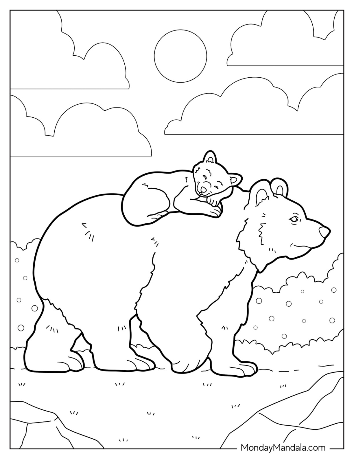 Bear coloring pages free pdf printables