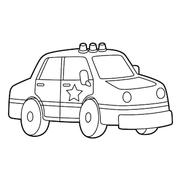 Premium vector police car coloring page isolated for kids