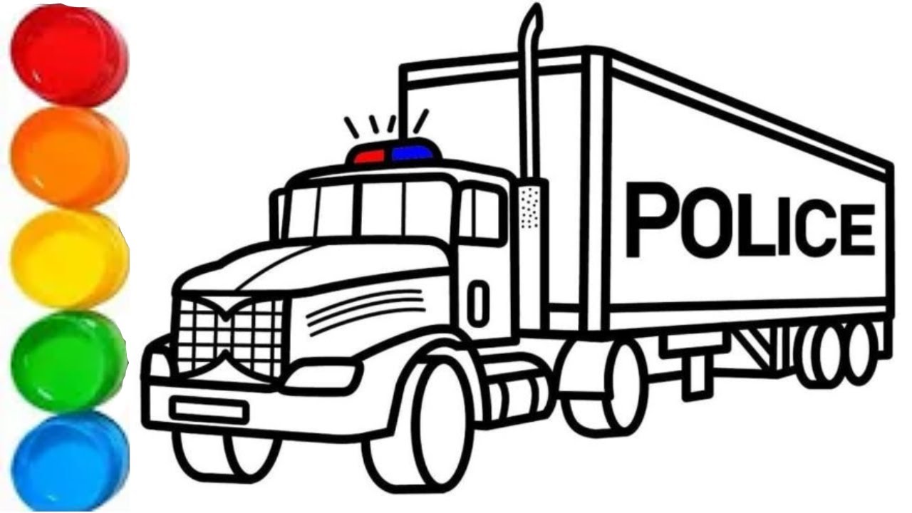 How to draw a police car for kids coloring page for kids