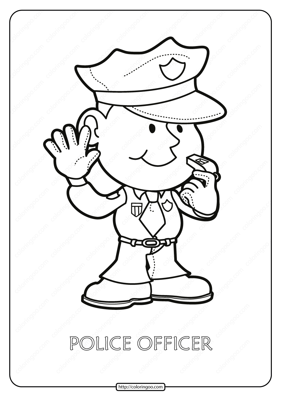 Free printable police officer pdf coloring page â