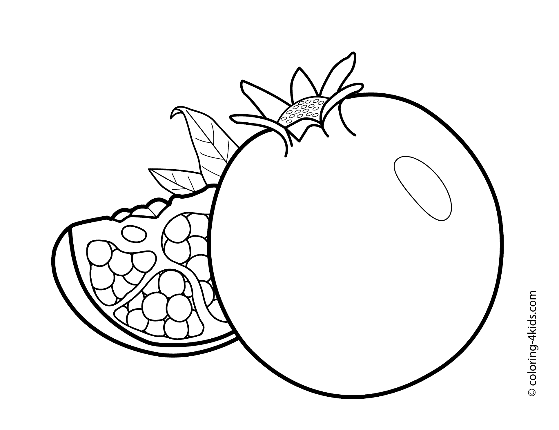 Pomegranate fruits coloring pages for kids printable free fruit coloring pages vegetable coloring pages free coloring pages