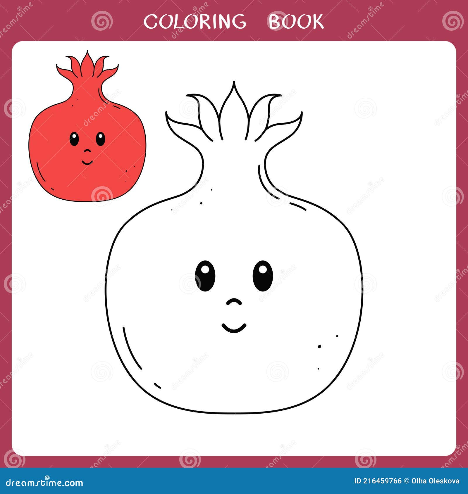 Cute pomegranate for coloring book stock vector