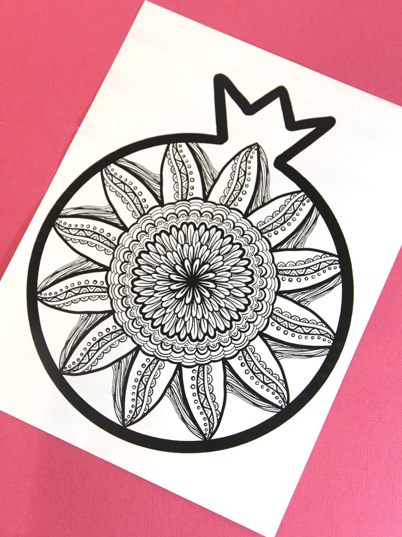 Pomegranate coloring pages for adults