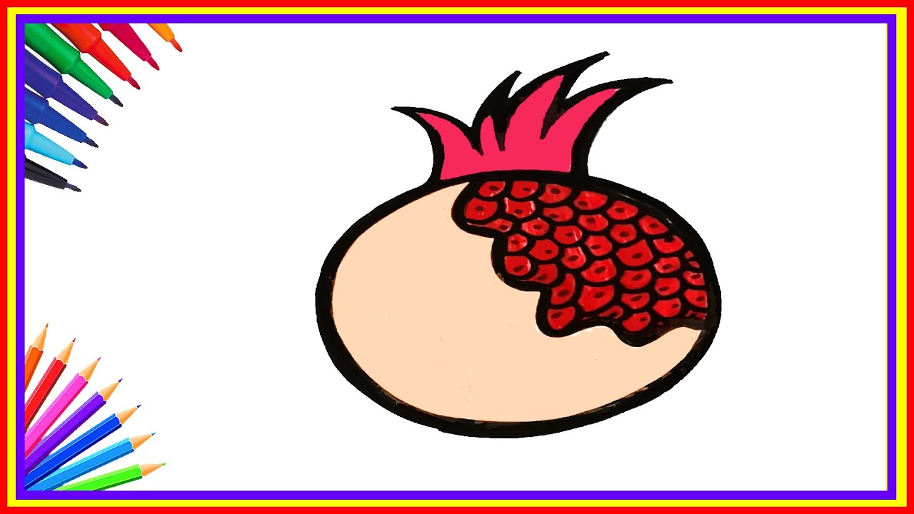 Easy pomegranate drawing and coloring easy drawing for beginners coloring pages