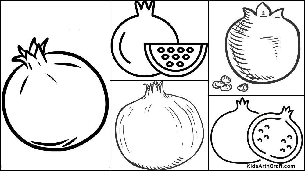 Pomegranate coloring pages for kids â free printables