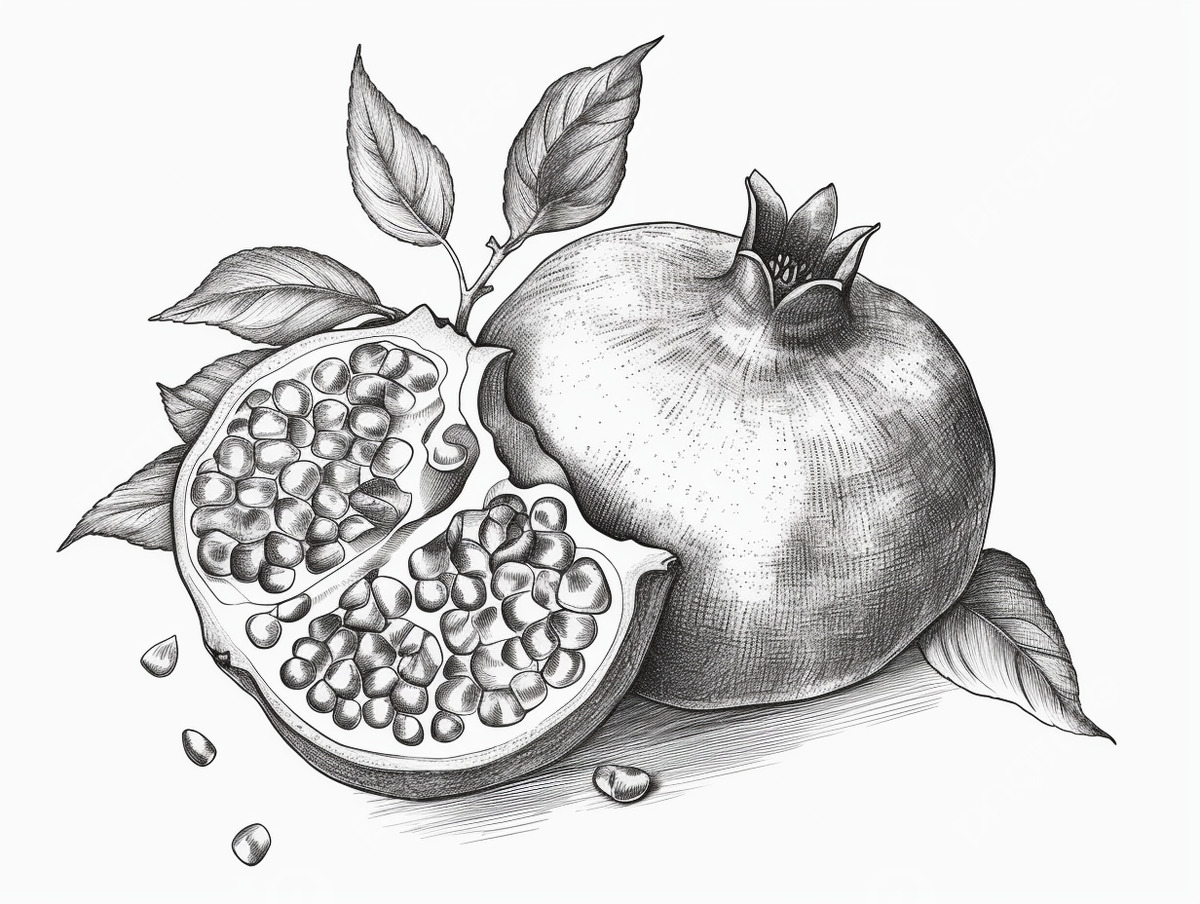 Black and white drawing of a pomegranate wing drawing pomegranate drawing black and white drawing png transparent image and clipart for free download