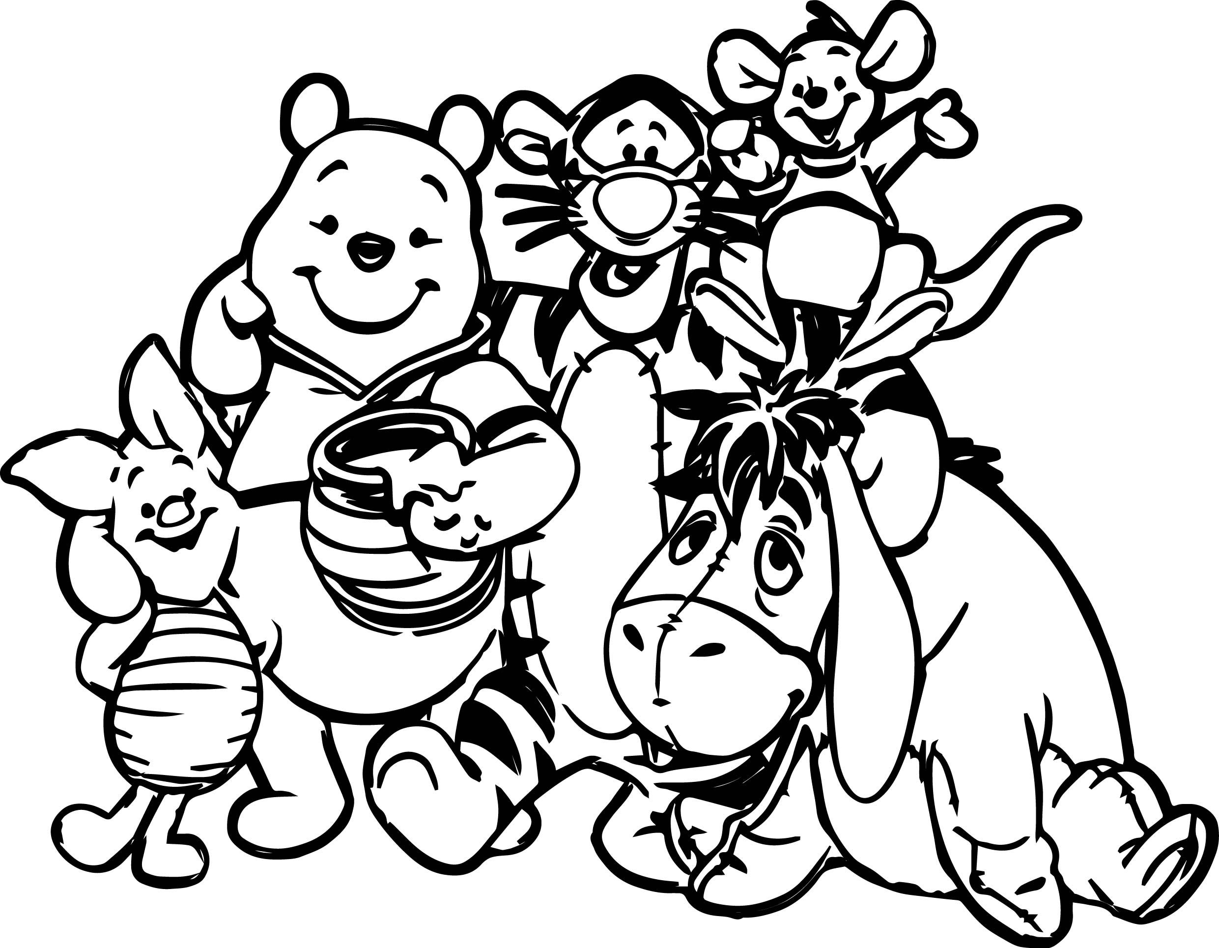 Winnie the pooh friends coloring page