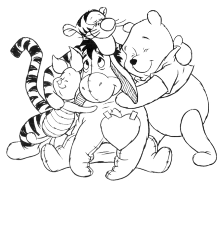 Winnie the pooh and his friends coloring page free printable coloring pages
