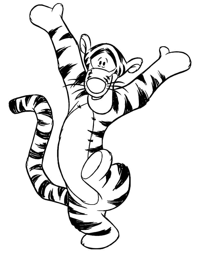 Tiger from winnie the pooh greeting friends coloring page