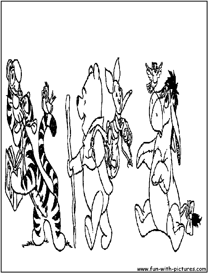 Pooh friends birdwatching coloring page