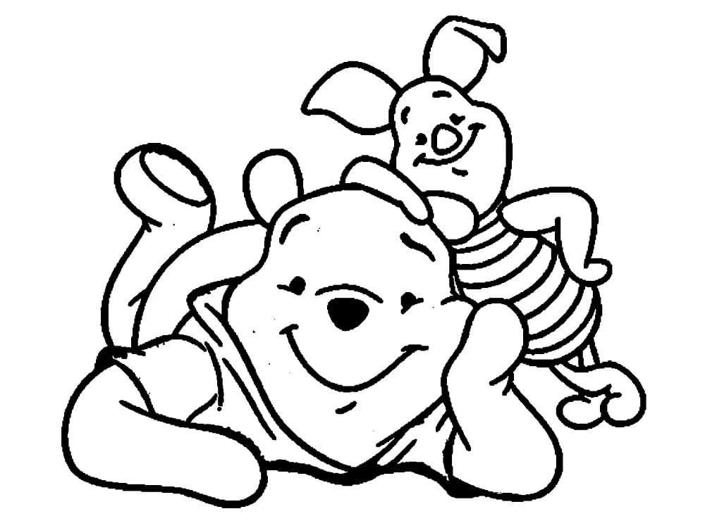 Pooh with his friends coloring page