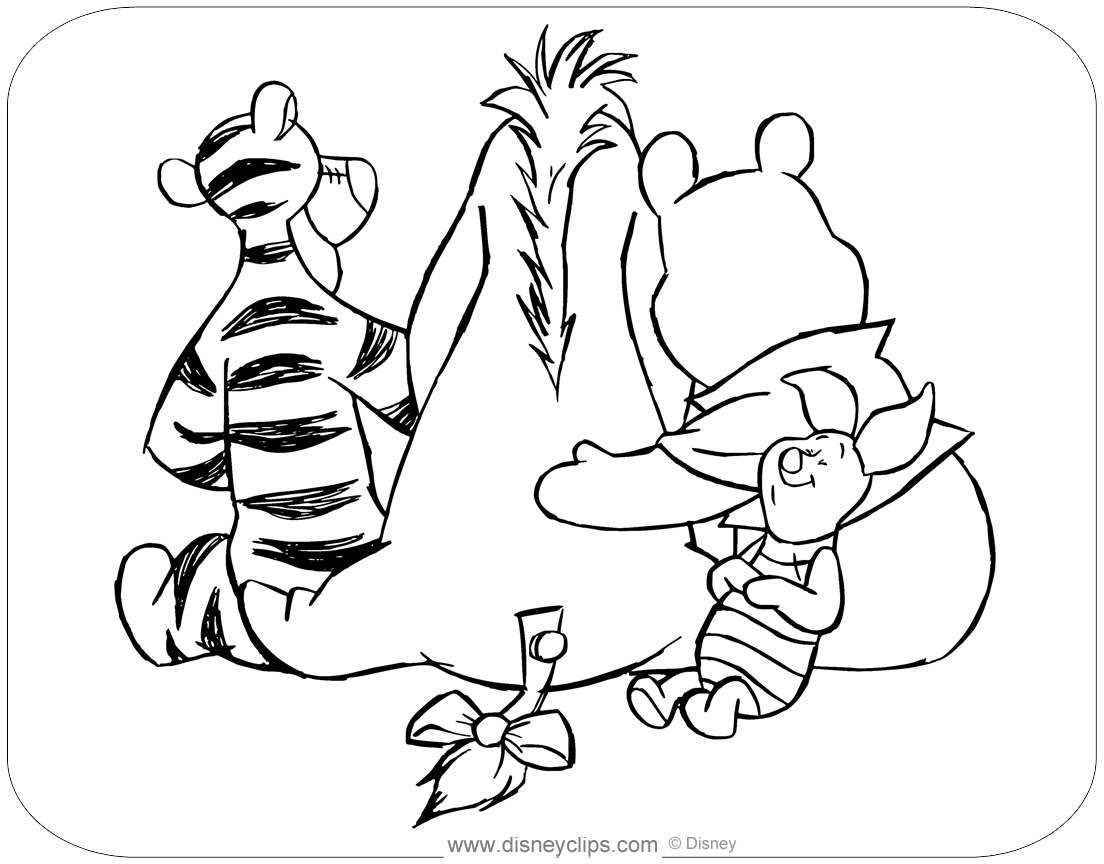 Winnie the pooh mixed group coloring pages