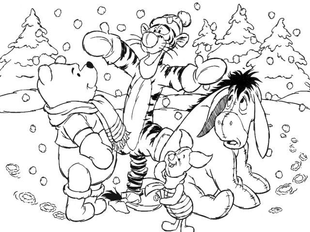 Winnie the pooh and friends coloring pages christmas