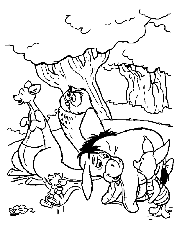 Winnie the pooh and friends coloring pages team colors