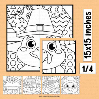 Thanksgiving coloring pages turkey activities pop art collaborative poster craft